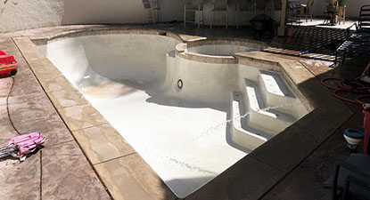 Brown pool with light stains removed