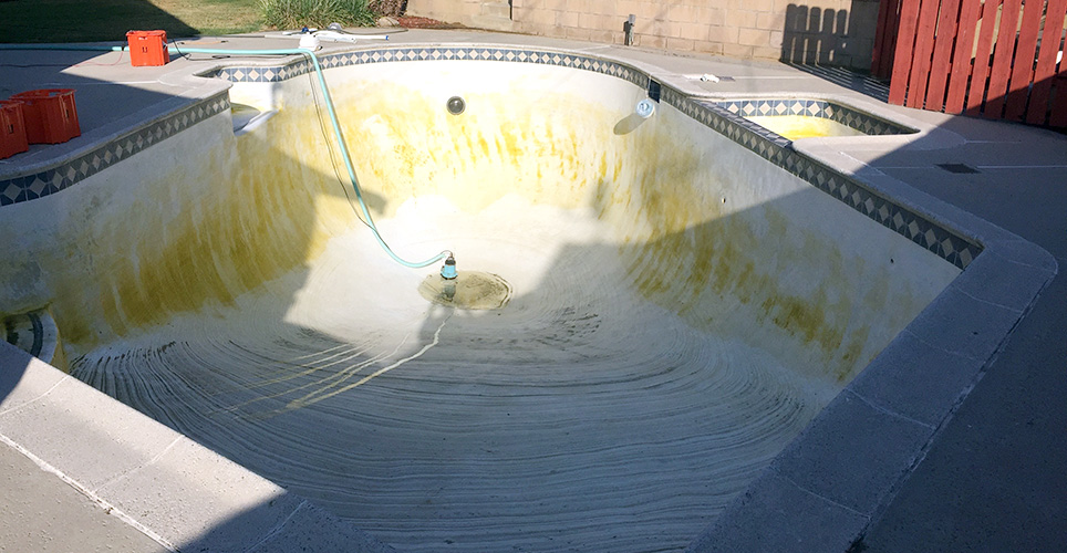 Pool with stains & algae